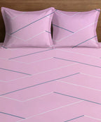 Pink Lines King Size Bedsheet With 2 Pillow Covers