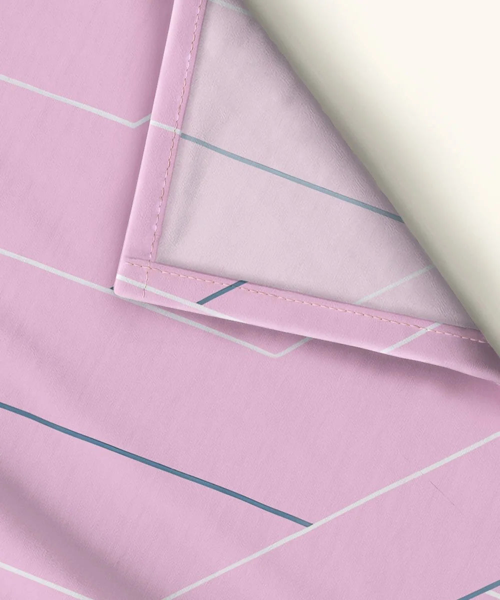 Pink Lines King Size Bedsheet With 2 Pillow Covers