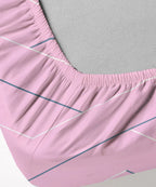 Pink Lines King Size Bedsheet With 2 Pillow Covers