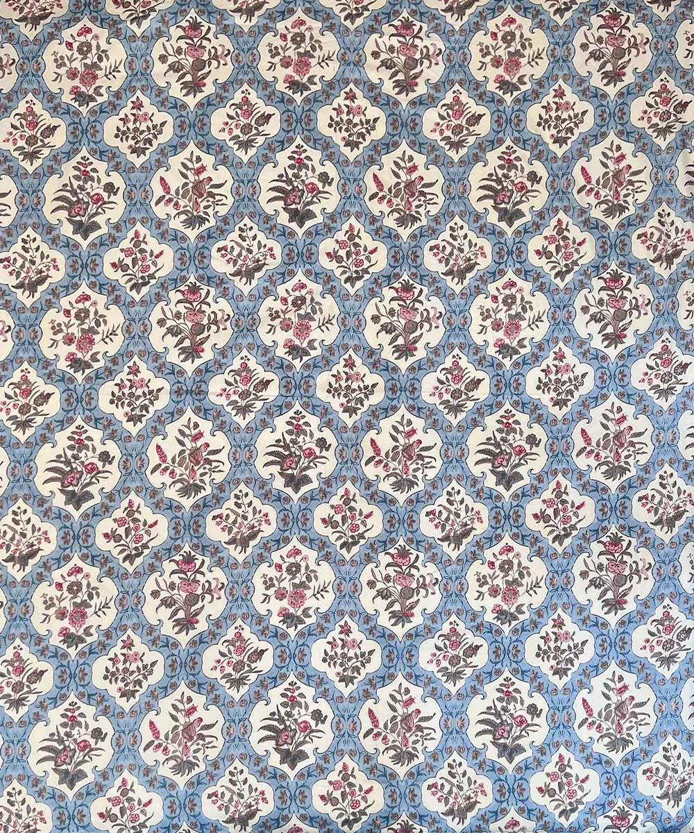 Blue Ethnic King Size Bedsheet With 2 Pillow Cover