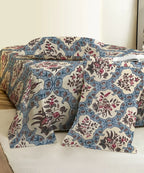 Blue Ethnic King Size Bedsheet With 2 Pillow Cover