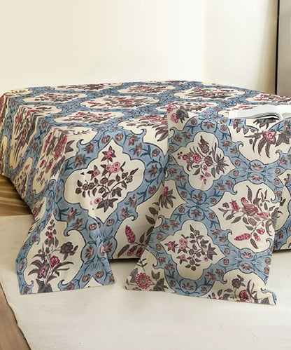 Blue Ethnic King Size Bedsheet With 2 Pillow Cover