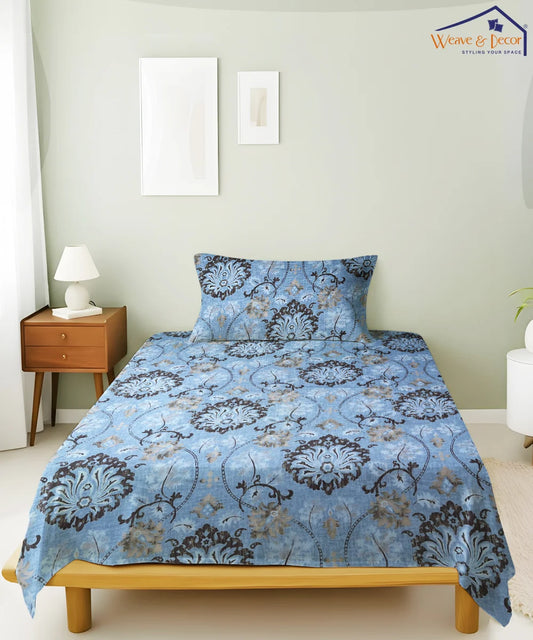 Ethnic Print Single Bedsheet With 1 Pillow Cover