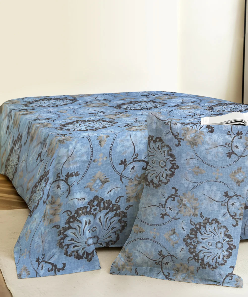Ethnic Print Single Bedsheet With 1 Pillow Cover