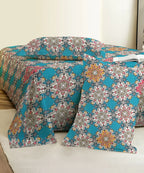 Moroccan Mosaic Flat Double Bedsheet With 2 Coordinate Pillow Covers