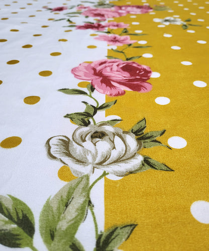 Mustard Floral King Fitted Bedsheet With 2 Pillow Covers