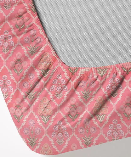 Coral Blossom Flat Double Bedsheet With 2 Pillow Covers