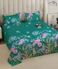 Ever Green Floral Charm King Size Bedsheet With 2 Pillow Cover