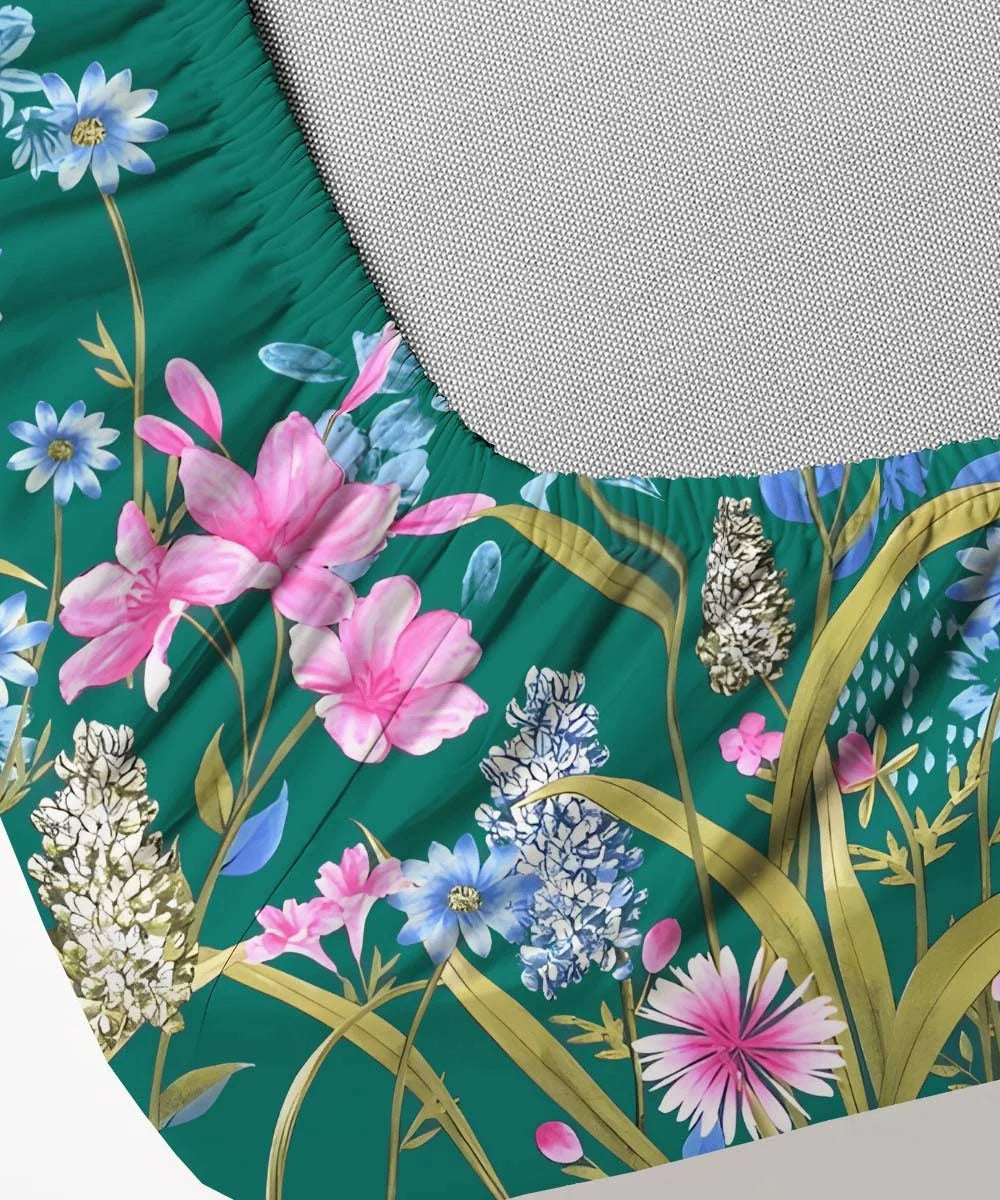 Ever Green Floral Charm King Size Bedsheet With 2 Pillow Cover