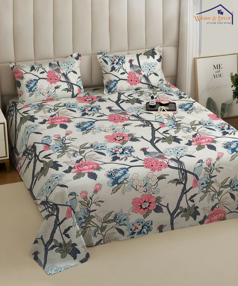 Orchard Elegance Bedsheet With Pillow Covers
