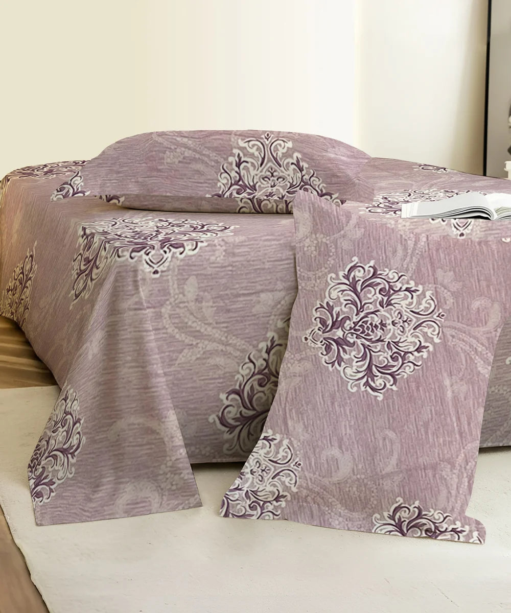 Baroque Blossom Flat Bedsheet With Pillow Covers