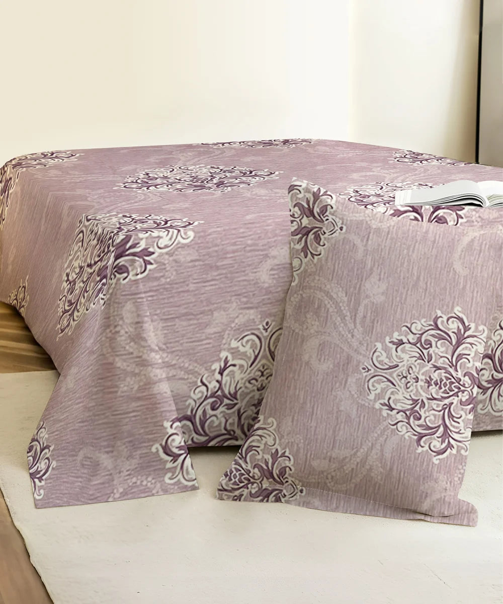 Baroque Blossom Flat Bedsheet With Pillow Covers