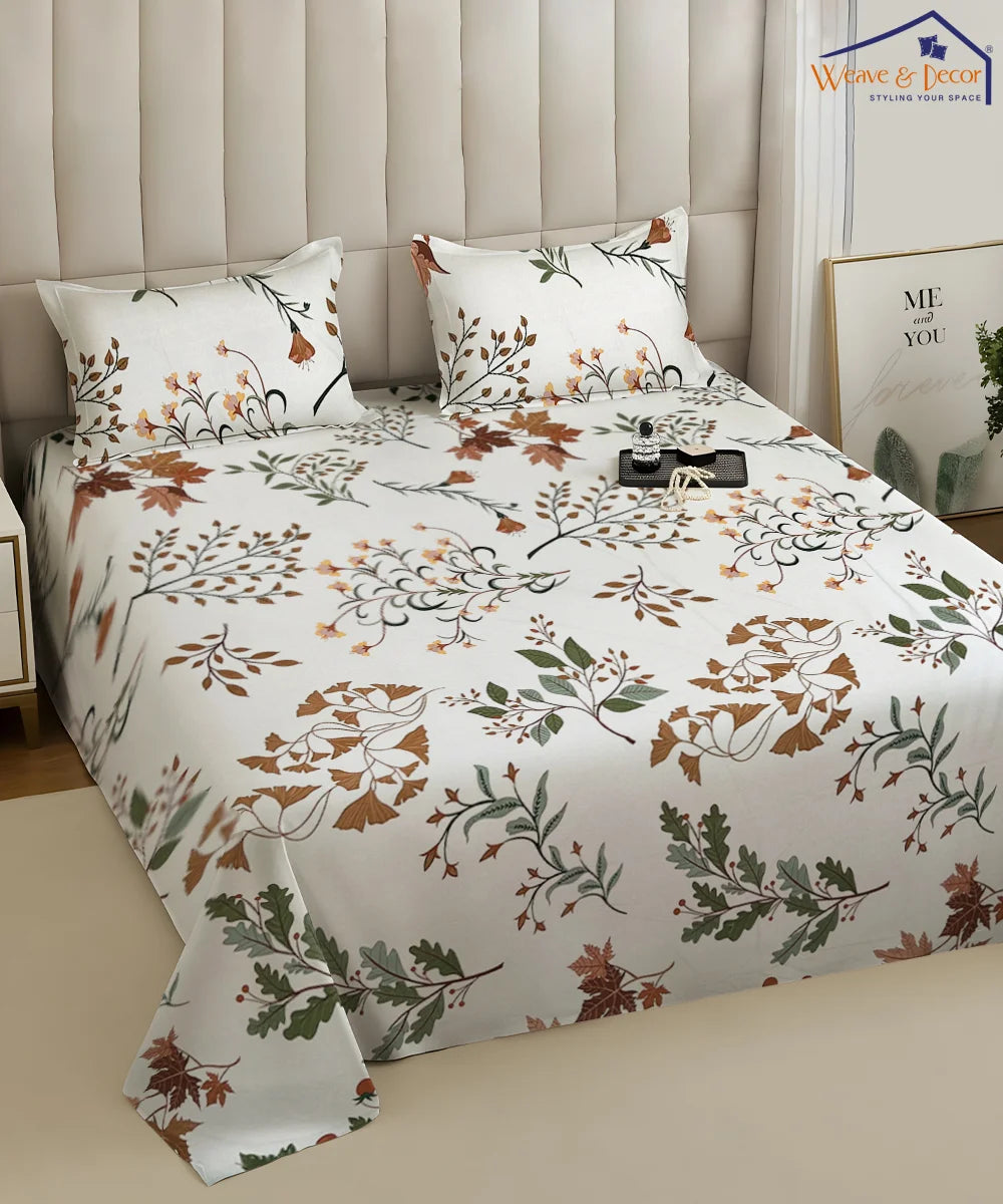 Autumn Breeze Flat Bedsheet With Pillow Covers