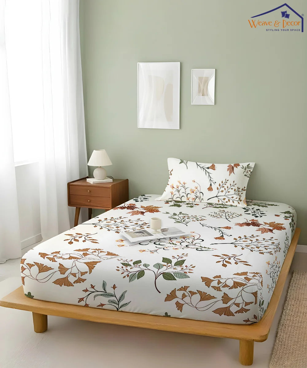 Autumn Breeze Flat Bedsheet With Pillow Covers