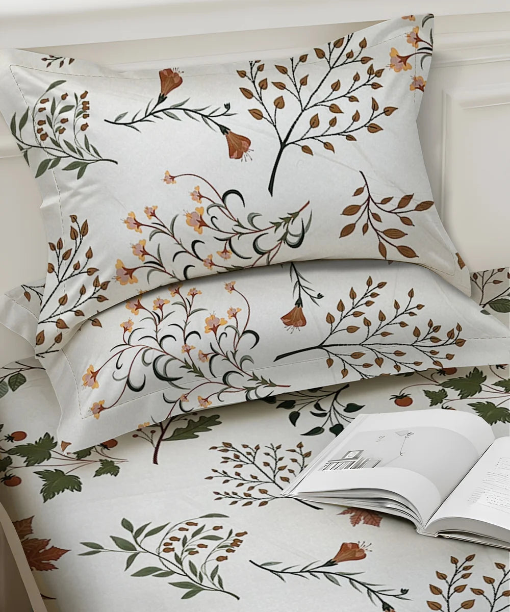 Autumn Breeze Flat Bedsheet With Pillow Covers