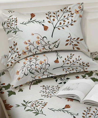 Autumn Breeze Flat Bedsheet With Pillow Covers