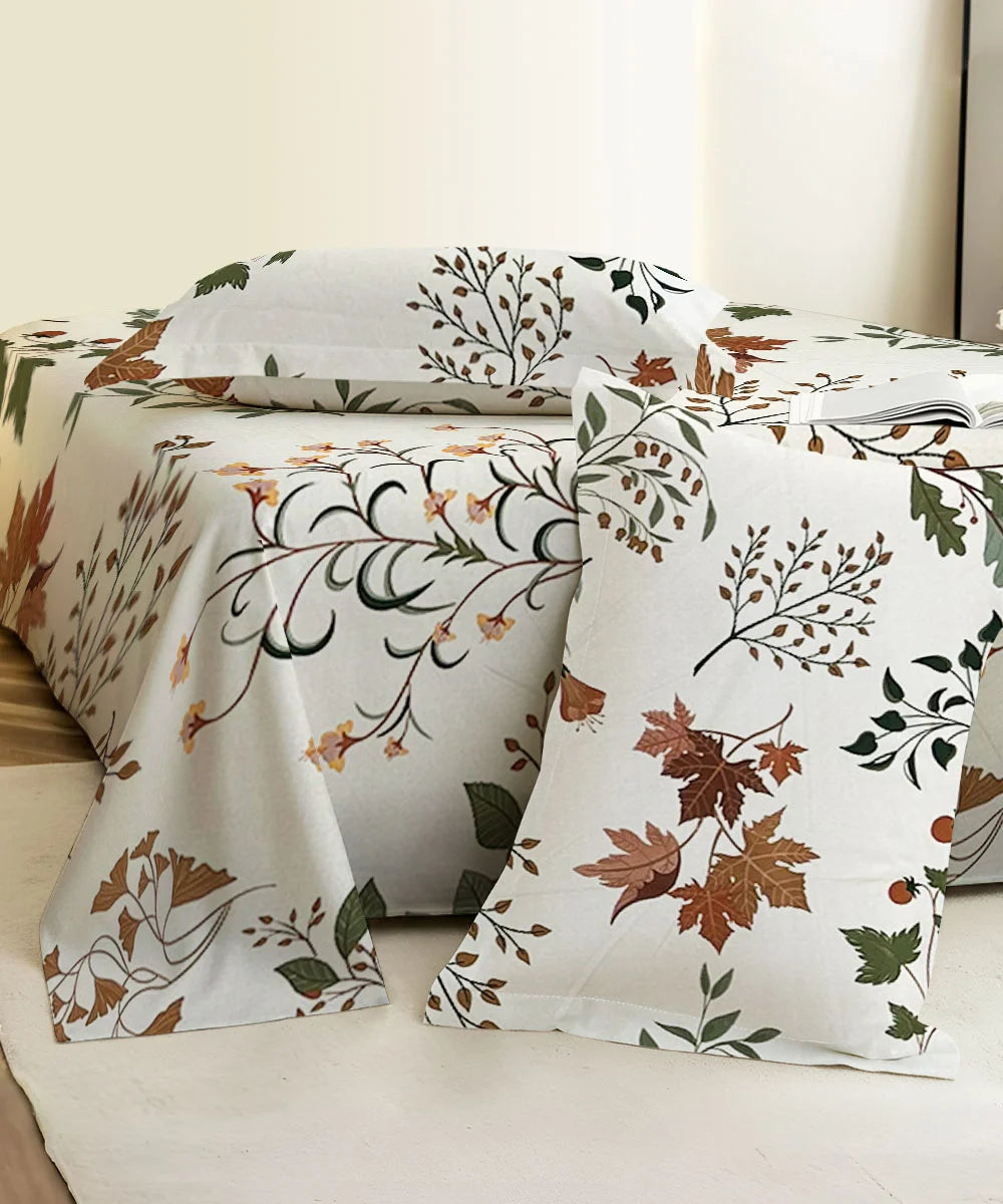 Autumn Breeze Flat Bedsheet With Pillow Covers