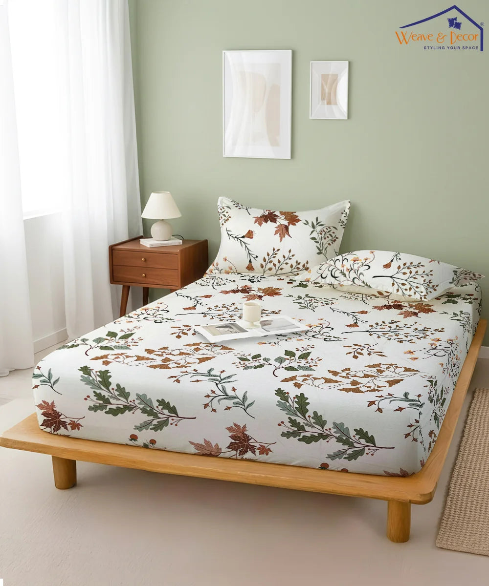 Autumn Breeze Flat Bedsheet With Pillow Covers