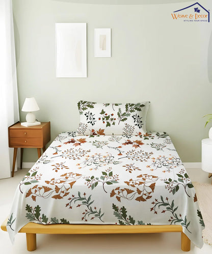 Autumn Breeze Flat Bedsheet With Pillow Covers