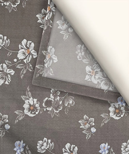 Smoky Blossom Flat Double Bedsheet With 2 Pillow Covers