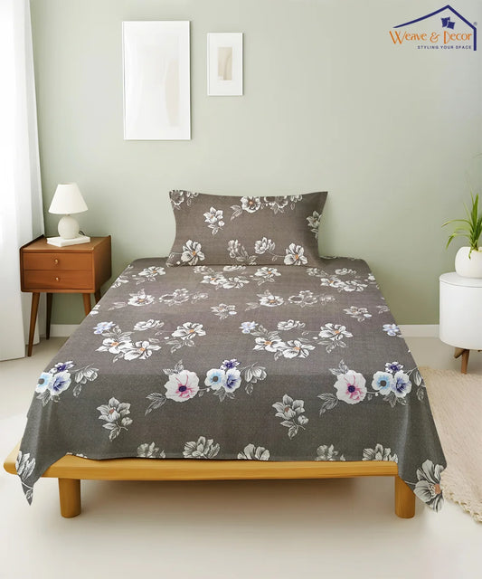 Smoky Blossom  King Size Bedsheet With 2 Pillow Cover