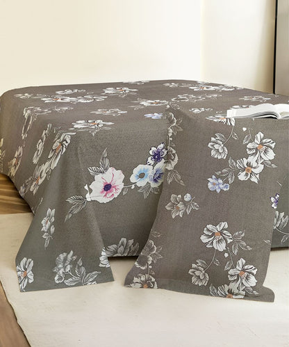 Smoky Blossom Flat Double Bedsheet With 2 Pillow Covers