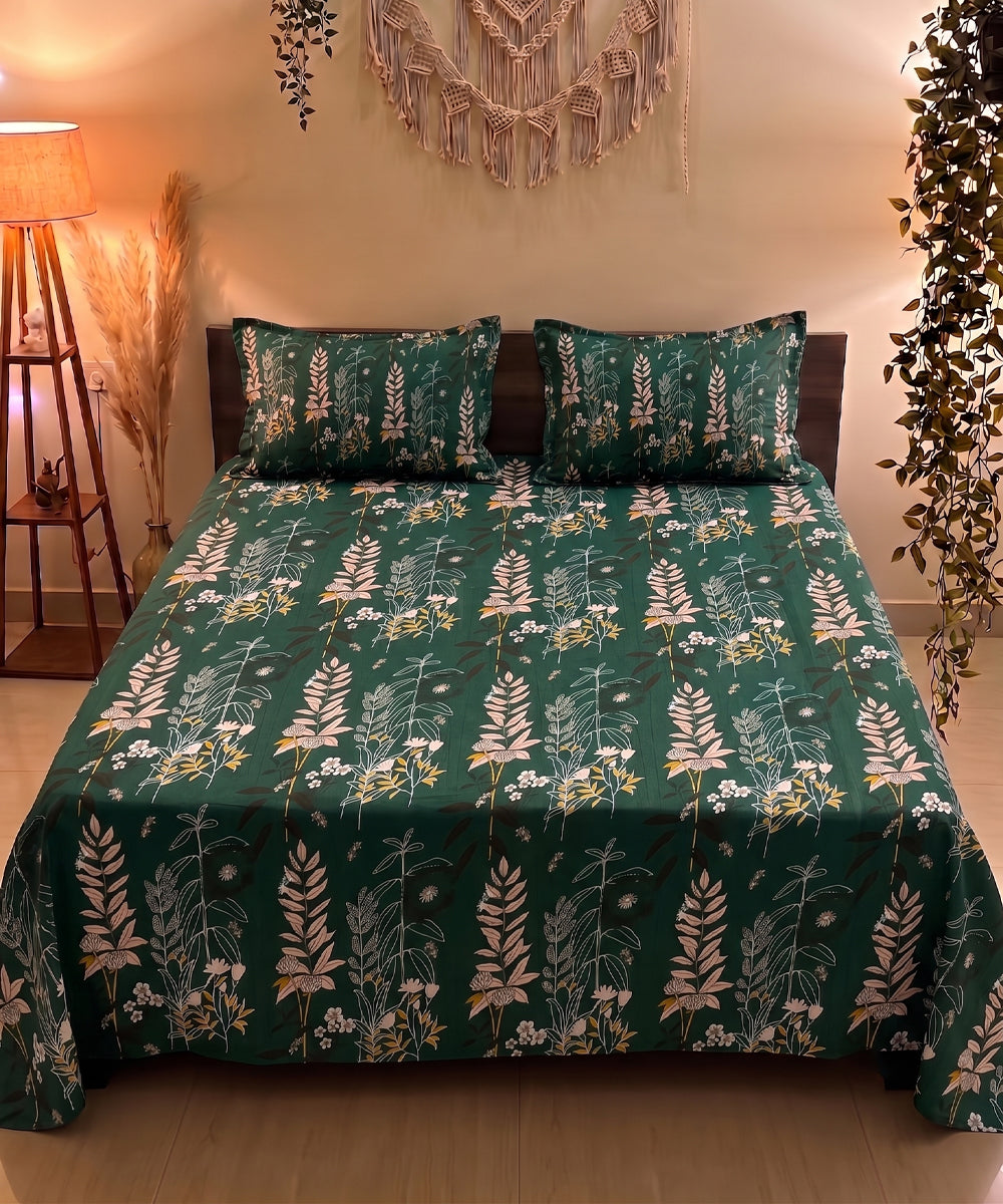 Emerald Forest Charm Bedsheet With Pillow Covers