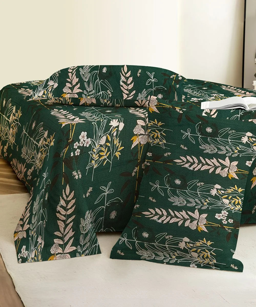 Emerald Forest Charm Flat Bedsheet With Pillow Covers