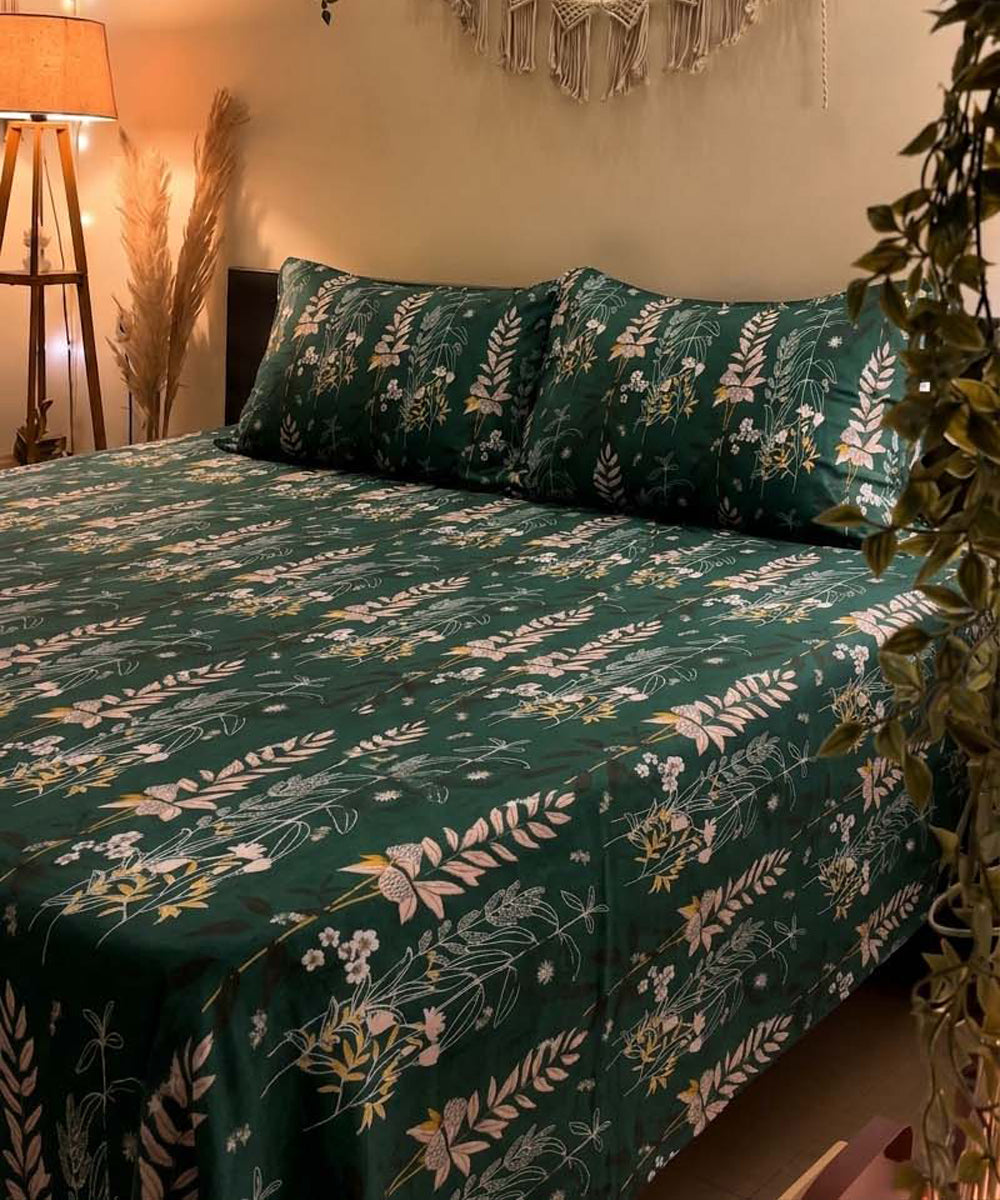 Emerald Forest Charm Bedsheet With Pillow Covers