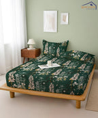 Emerald Forest Charm Flat Bedsheet With Pillow Covers