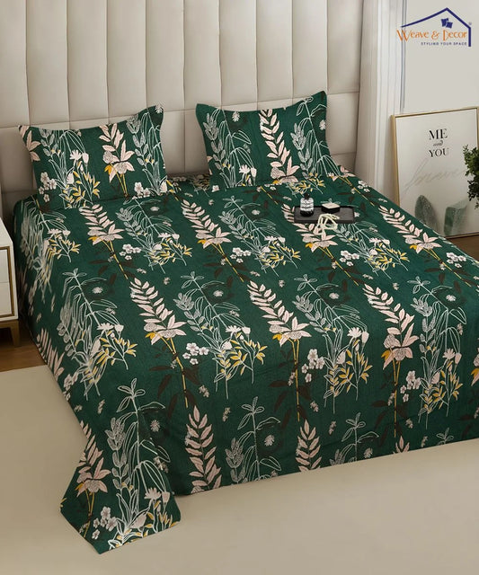 Emerald Forest Charm Flat Bedsheet With Pillow Covers