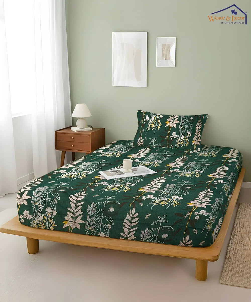 Emerald Forest Charm Flat Bedsheet With Pillow Covers