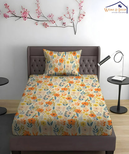 Nature's Whimsy King Size Bedsheet With 2 Pillow Cover