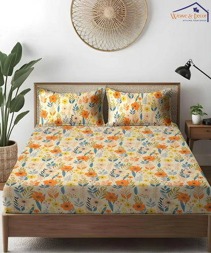Nature's Whimsy King Size Bedsheet With 2 Pillow Cover