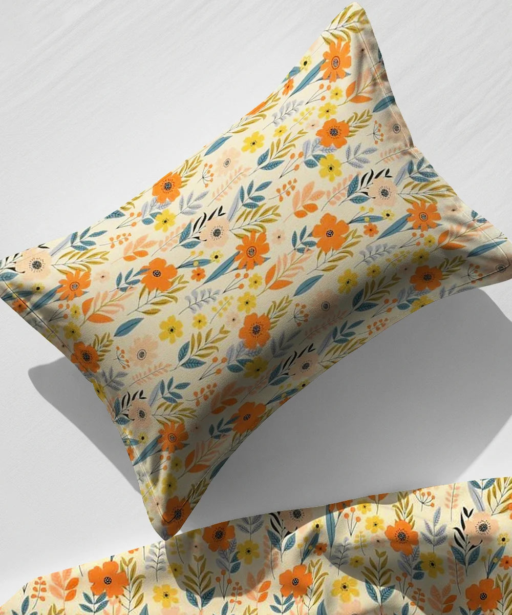 Nature's Whimsy King Size Bedsheet With 2 Pillow Cover