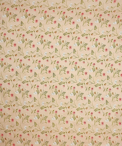 Cream Floral King Size Bedsheet With 2 Pillow Cover