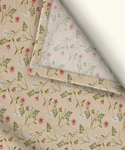 Cream Floral King Size Bedsheet With 2 Pillow Cover