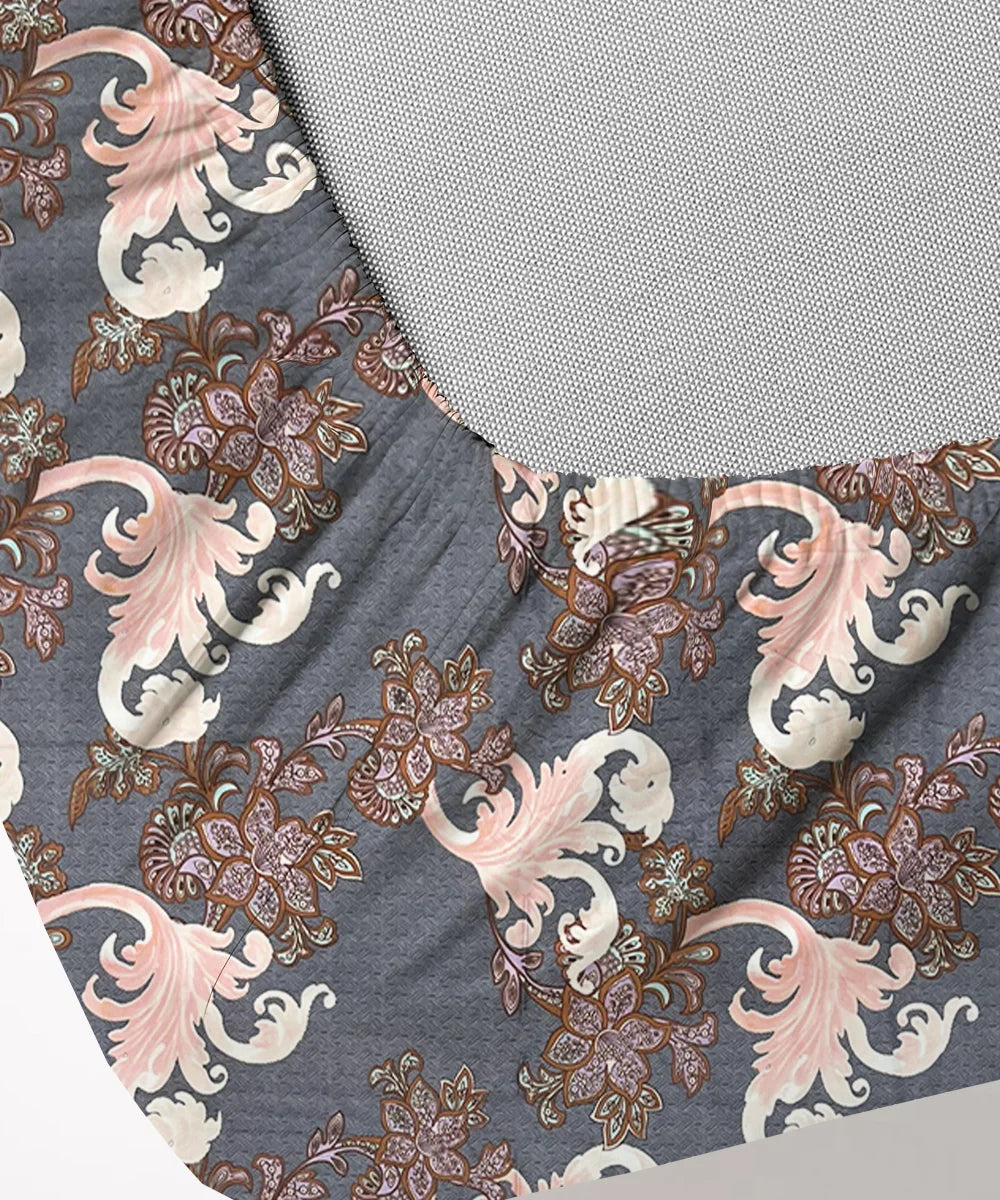 Midnight Flourish King Size Bedsheet With 2 Pillow Cover