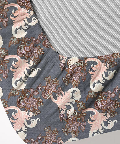 Midnight Flourish King Size Bedsheet With 2 Pillow Cover