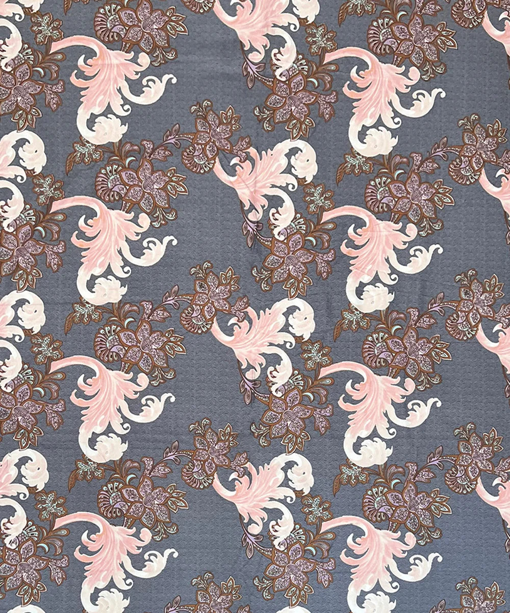 Midnight Flourish King Size Bedsheet With 2 Pillow Cover