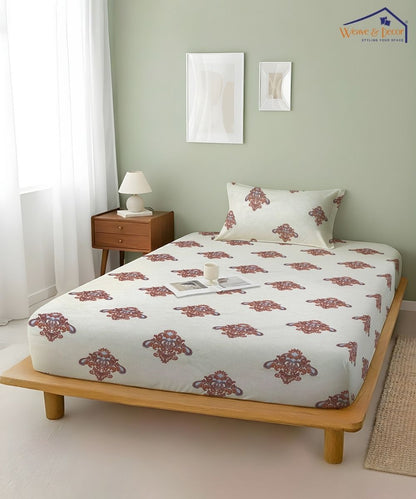 Ivory Royal Charm Bedsheet With Pillow Covers