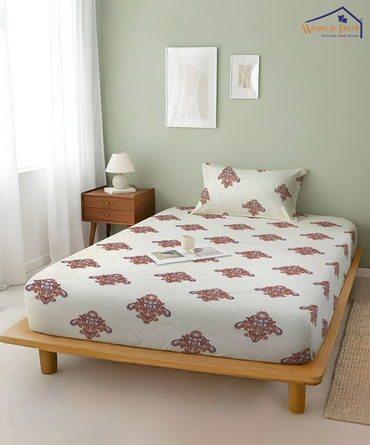 Ivory Royal Charm Bedsheet With Pillow Covers