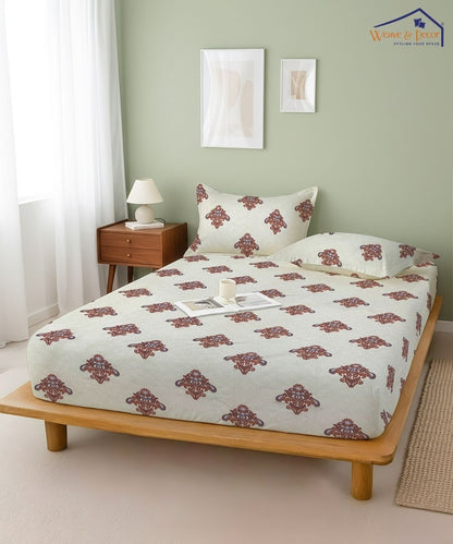 Ivory Royal Charm Bedsheet With Pillow Covers