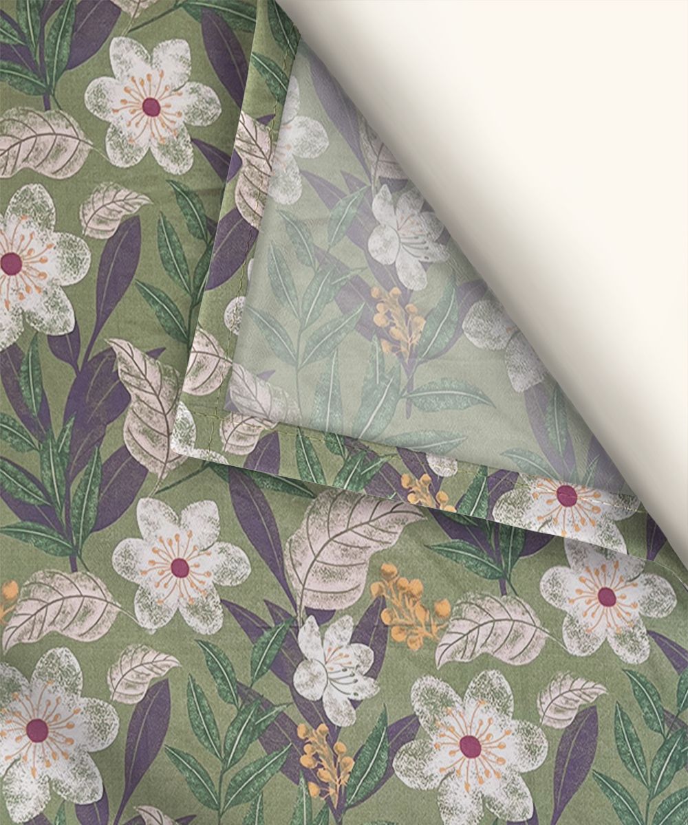 Garden Whisper Flat Double Bedsheet With 2 Pillow Covers