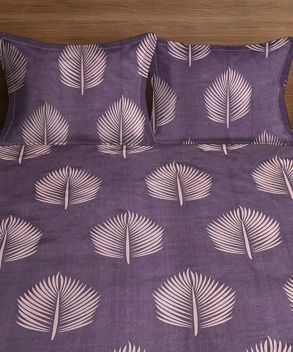 Twilight Leaves Flat Double Bedsheet With 2 Pillow Covers