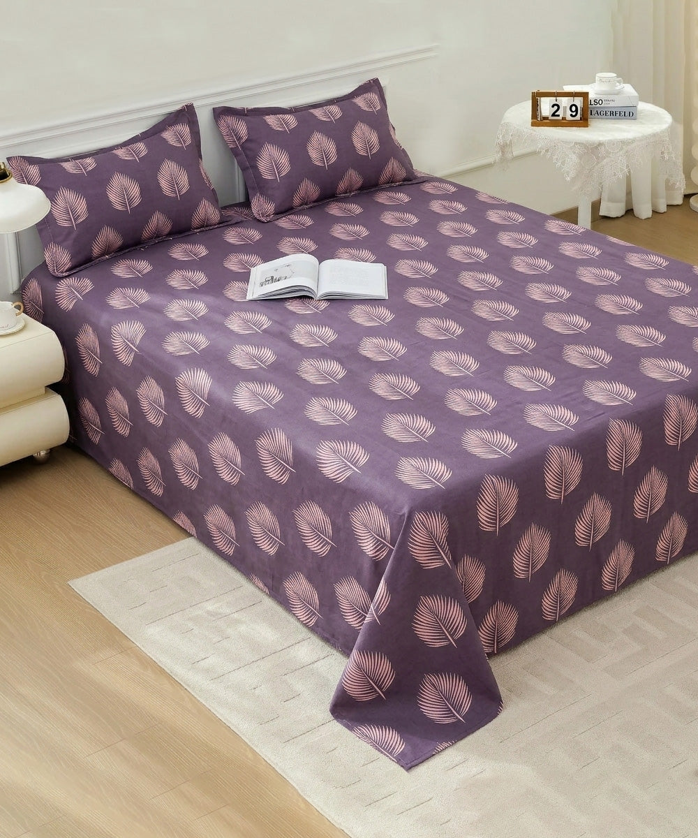 Twilight Leaves Flat Double Bedsheet With 2 Pillow Covers