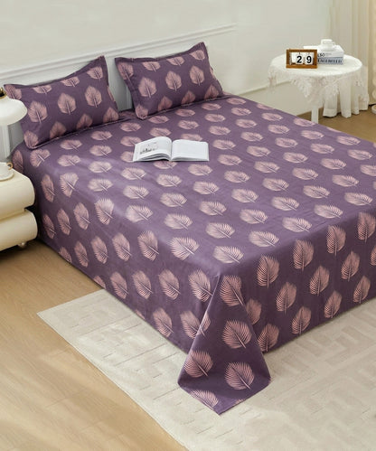 Twilight Leaves Flat Double Bedsheet With 2 Pillow Covers