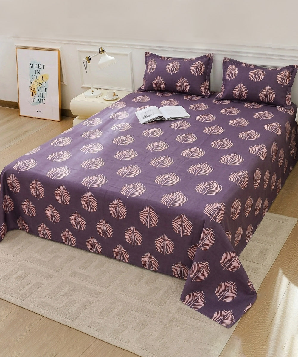 Twilight Leaves Flat Double Bedsheet With 2 Pillow Covers