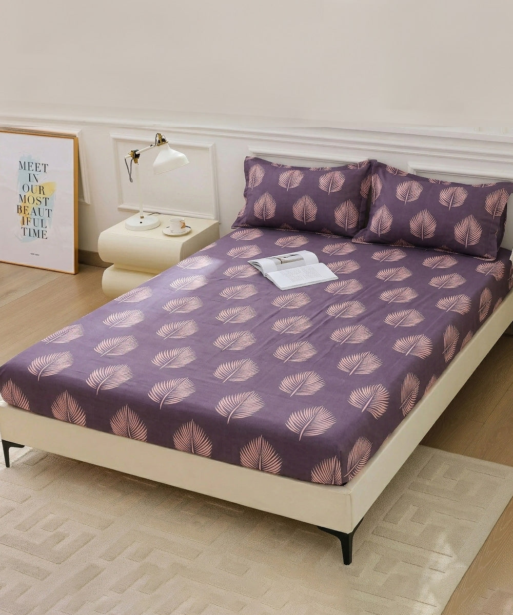 Twilight Leaves Flat Double Bedsheet With 2 Pillow Covers