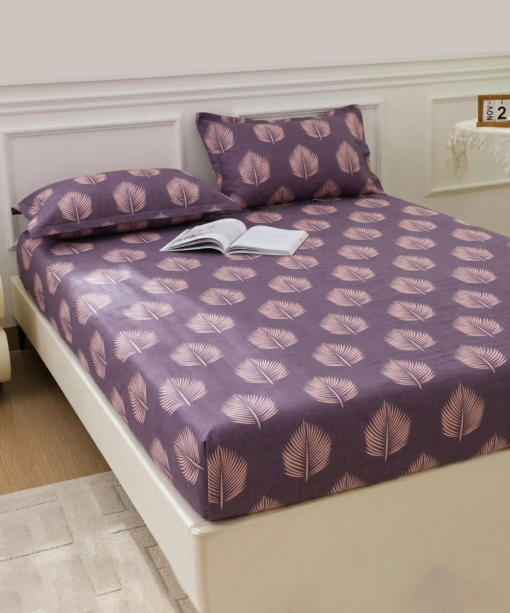 Twilight Leaves Flat Double Bedsheet With 2 Pillow Covers